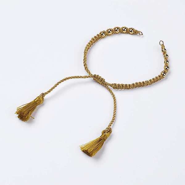 

PandaHall Polyester DIY Braided Bracelet Making, with Brass Findings and Tassel, Goldenrod, 9-7/8 inch(250mm), 5mm, Hole: 2mm, Tassels..., Gold