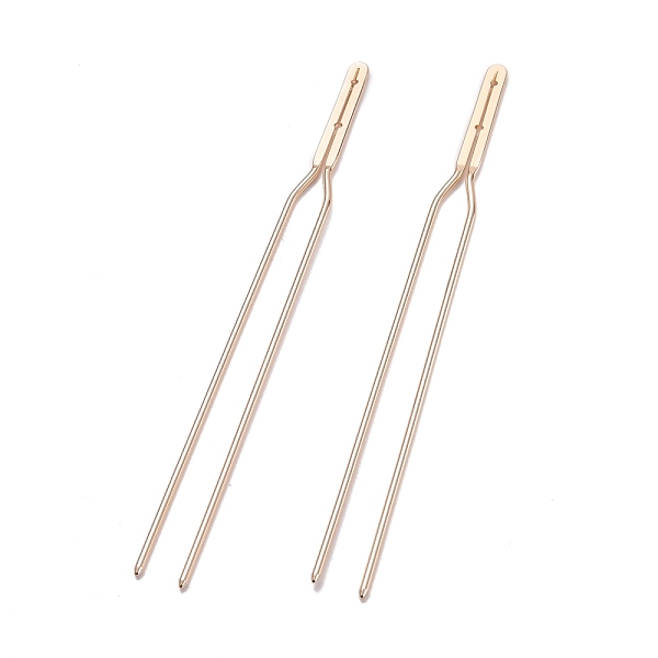 

PandaHall Brass Hair Fork Findings, U Shaped, Light Gold, 152x15x2mm, Hole: 1.5mm Brass
