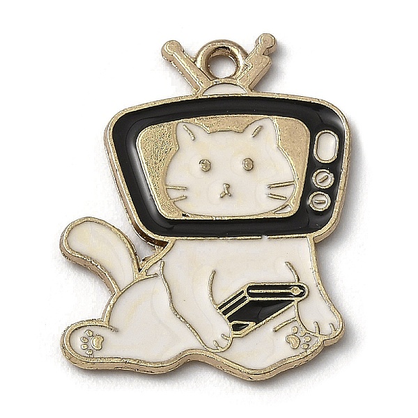 

PandaHall Zinc Alloy Enamel Pendants, Golden, Cat with Television Charms, Black, 27x21x1.5mm, Hole: 1.8mm Alloy+Enamel Cat Shape Black