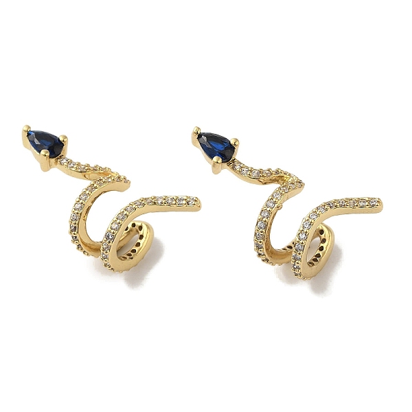 

PandaHall Rack Plating Brass Micro Pave Cubic Zirconia Clip-on Earrings, Long-Lasting Plated, Lead Free & Cadmium Free, Snake, Real 18K Gold...