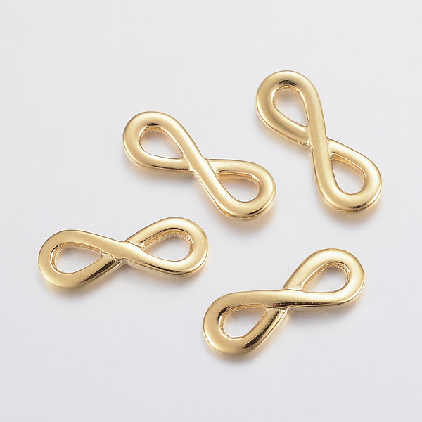 

PandaHall 304 Stainless Steel Links connectors, Infinity, Golden, 17.5x6.5x2mm, Hole: 2.5x4mm 304 Stainless Steel Infinity