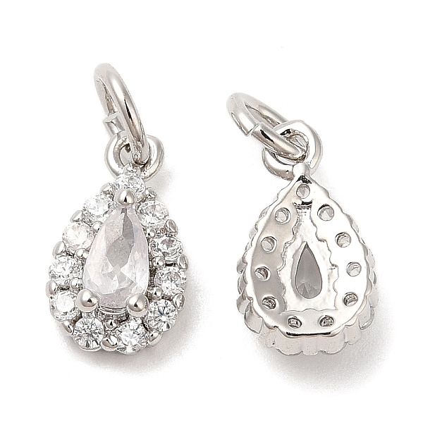 

PandaHall Brass Micro Pave Cubic Zirconia Pendants, with Jump Ring, Lead Free & Cadmium Free, Teardop Charm, Platinum, 11x6.5x4mm, Hole: 3mm..., Clear
