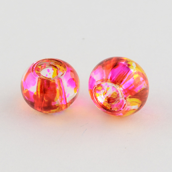 

PandaHall Spray Painted Glass European Beads, Large Hole Beads, Rondelle, Orange Red, 12x9mm, Hole: 3mm Glass Rondelle Red