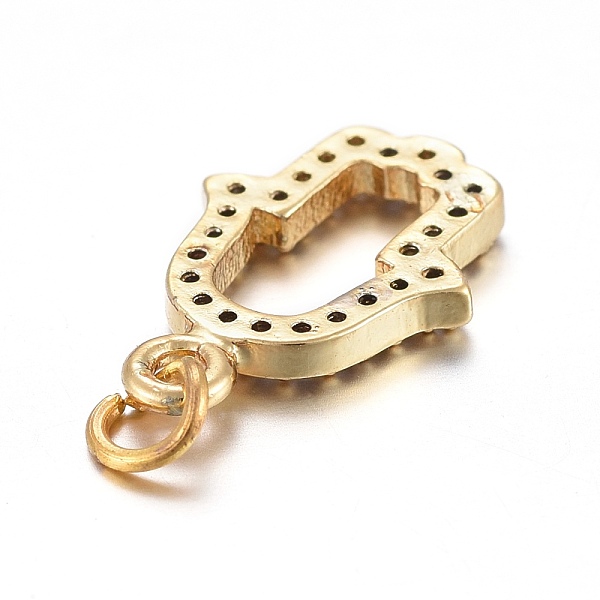 

PandaHall Brass Micro Pave Clear Cubic Zirconia Pendants, with Jump Rings, Hamsa Hand/Hand of Fatima /Hand of Miriam, Real 18K Gold Plated...