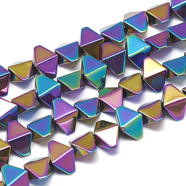 

PandaHall Electroplate Non-magnetic Synthetic Hematite Beads Strands, Bicone, Multi-color Plated, 8x5.5x4mm, Hole: 1mm, about 75pcs/strand...