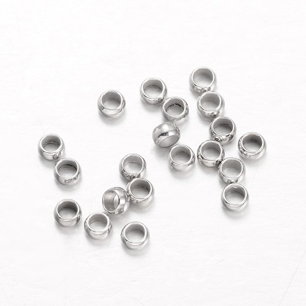 

PandaHall Brass Crimp Beads, Rondelle, Platinum, 2.5mm, Hole: 1mm, about 1000pcs/20g Brass Rondelle