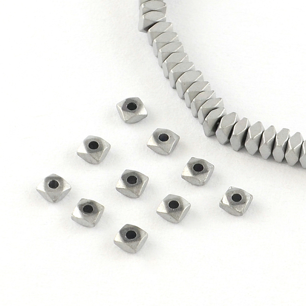 

PandaHall Square Electroplated Non-magnetic Synthetic Hematite Bead Spacers, Platinum Plated, 4x4x2mm, Hole: 1mm, about 179pcs/strand, 15.7...