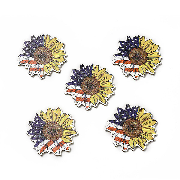 

PandaHall American Flag Theme Single Face Printed Aspen Wood Big Pendants, Sunflower Charm, Light Khaki, 54.5x54x2.5mm, Hole: 2mm Wood Flag