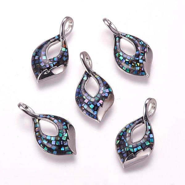 

PandaHall Freshwater Shell Pendants, with Brass Findings, Leaf, Platinum, 24x12x3mm, Hole: 2x4mm Freshwater Shell Leaf