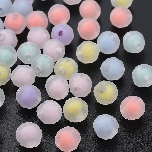 

PandaHall Transparent Acrylic Beads, Bead in Bead, Frosted, Faceted, Round, Mixed Color, 9.5x9.5mm, Hole: 2mm, about 749pcs/360g Acrylic..., Multicolor