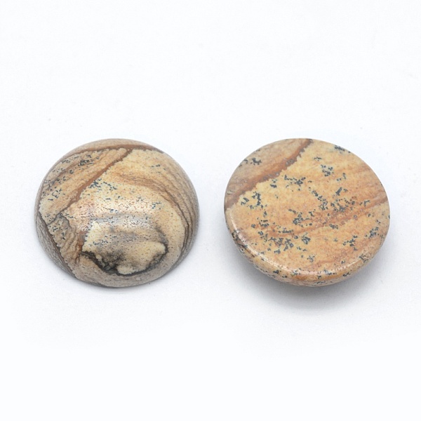 

PandaHall Natural Picture Jasper Cabochons, Flat Round, 24.5~25x4~7mm Picture Jasper Flat Round