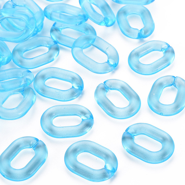 

PandaHall Transparent Acrylic Linking Rings, Quick Link Connectors, for Cable Chains Making, Oval, Deep Sky Blue, 24x18x5mm, Inner Diameter...