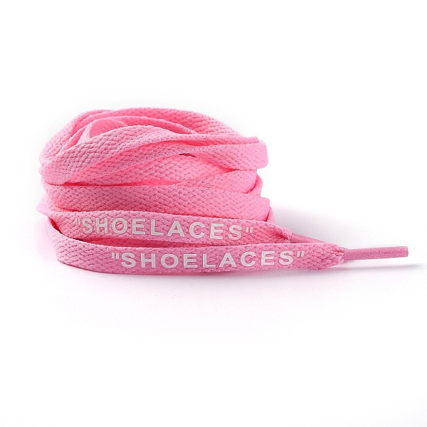 PandaHall Polyester Flat Custom Shoelace, Flat Sneaker Shoe String with Word, for Kids and Adults, Pink, 1200x9x1.5mm, 2pcs/Pair Polyester...