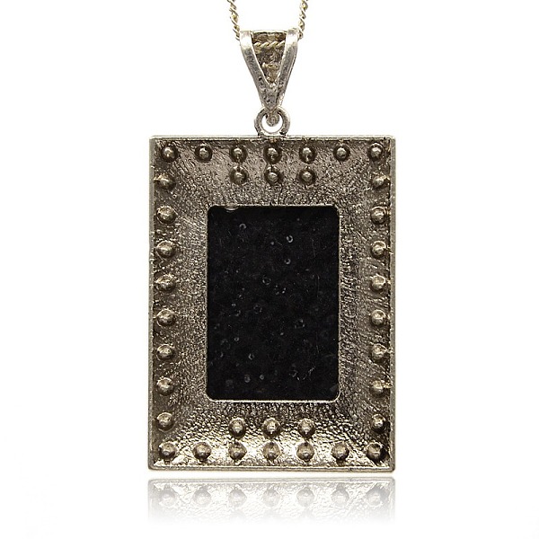 

PandaHall Tibetan Style Alloy Resin Big Pendants, with Crystal Rhinestone, Rectangle, Antique Silver, Black, 70x47x14mm, Hole: 9x15mm...