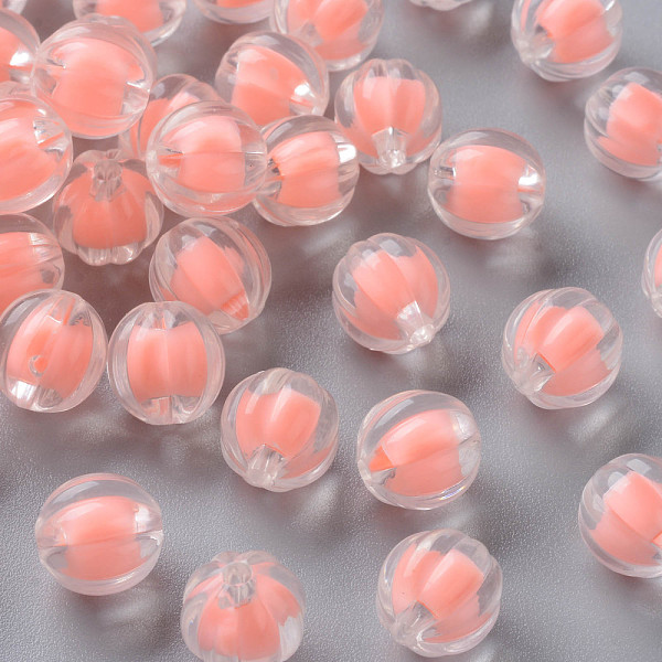 

PandaHall Transparent Acrylic Beads, Bead in Bead, Pumpkin, Salmon, 11x11.5mm, Hole: 2mm, about 610pcs/500g Acrylic Pumpkin Red