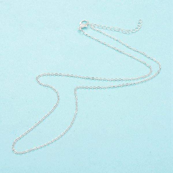 

PandaHall Iron Cable Chain Necklace Making, with Chain Extender & Lobster Claw Clasp, Silver, 18-1/4 inch(46.5cm), 0.15cm Iron