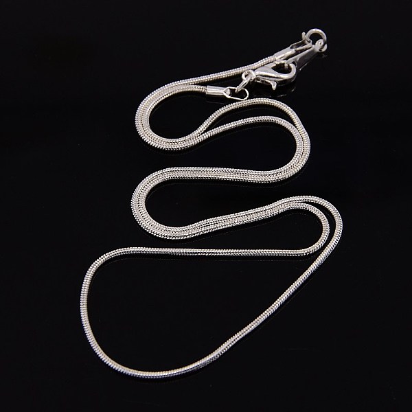 

PandaHall Silver Color Plated Brass Snake Chain Necklaces, with Lobster Clasps, 18 inch, 1mm Brass