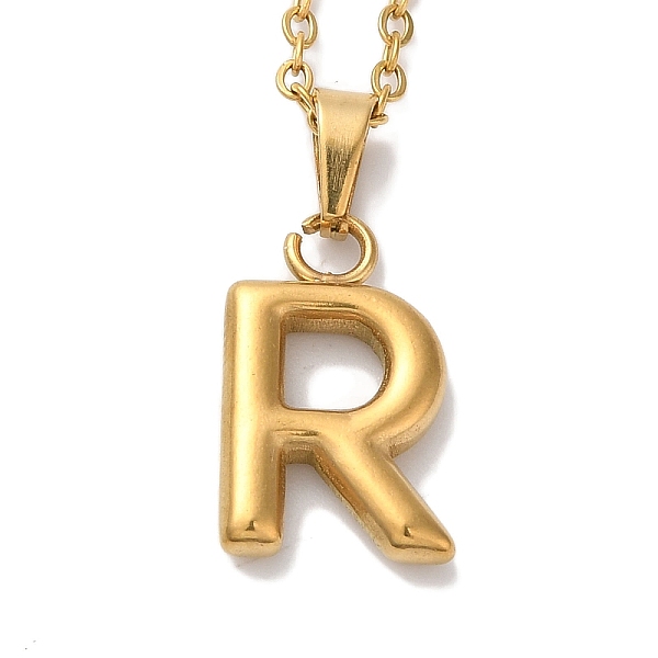 

PandaHall Vacuum Plating 201 Stainless Steel Necklaces, Letter, Letter R, 17.80 inch(45.2cm), Pendant: 22.5x10.5x3mm 201 Stainless Steel...