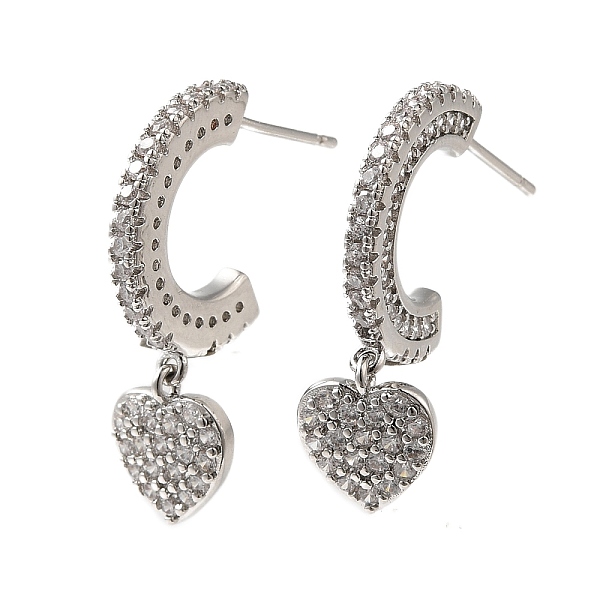 Aretes de corchete de circonita cúbica transparente con micro pavé de latón enchapado en cremallera