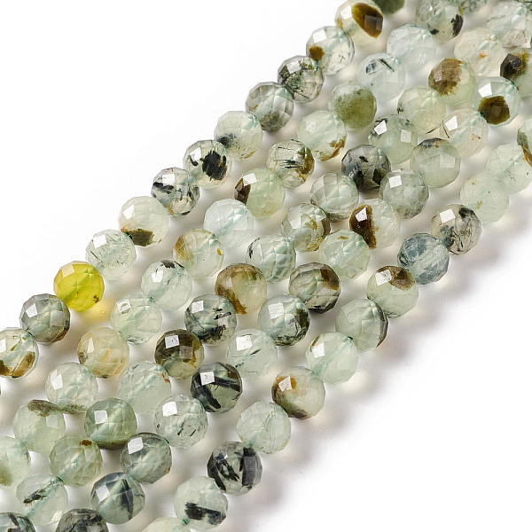

PandaHall Natural Prehnite Beads Strands, Faceted, Round, 6~6.5mm, Hole: 1mm, about 63pcs/strand, 15.35 inch(39cm) Prehnite Round