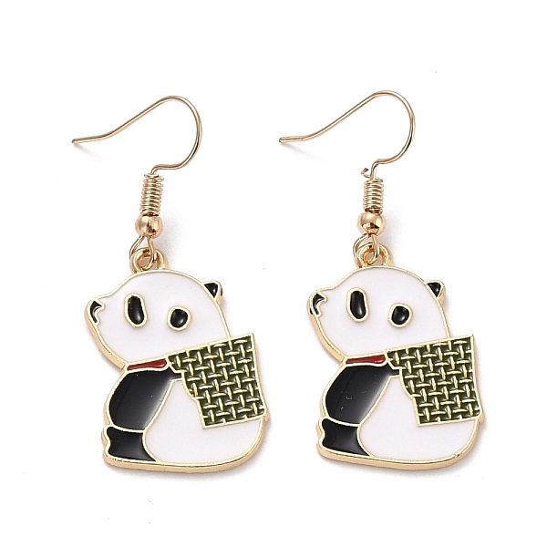 

PandaHall Panda Enamel Dangle Earrings for Women, Cute Animal Drop Earrings, Golden, Colorful, 45mm, Pin: 0.5mm Iron