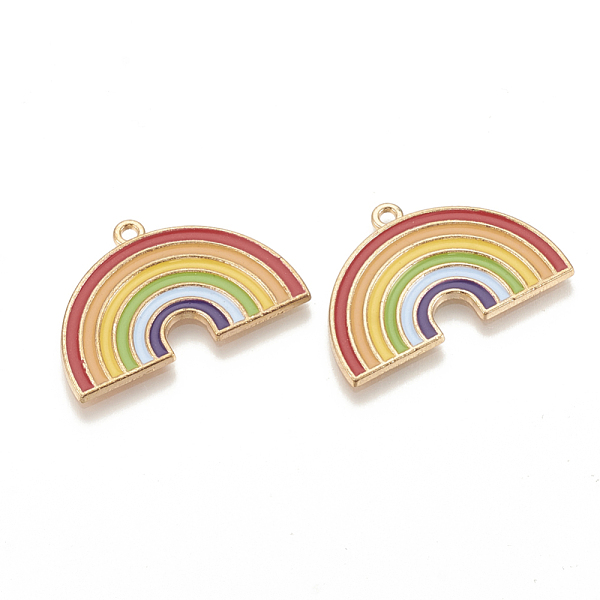 

PandaHall Alloy Enamel Pendants, Cadmium Free & Lead Free, Rainbow, Light Gold, Colorful, 21x32.5x1.5mm, Hole: 1.5mm Alloy+Enamel Rainbow