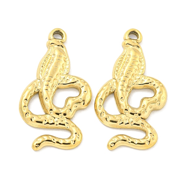 

PandaHall Vacuum Plating 304 Stainless Steel Pendants, Snake Charm, Real 18K Gold Plated, 26x14x2.5mm, Hole: 1.5mm 304 Stainless Steel Snake