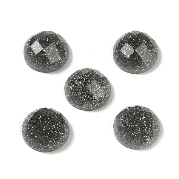 

PandaHall Translucent Epoxy Resin Glitter Powder Decoden Cabochons, Faceted Half Round/Dome, Dark Slate Gray, 10x5mm Epoxy Resin Half Round