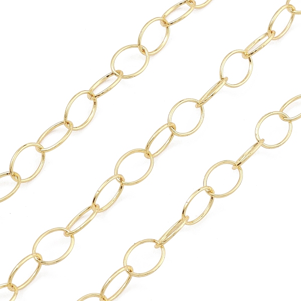 

PandaHall Brass Oval Link Chains, Unwelded, with Spool, Real 18K Gold Plated, 8x6x0.5mm Brass