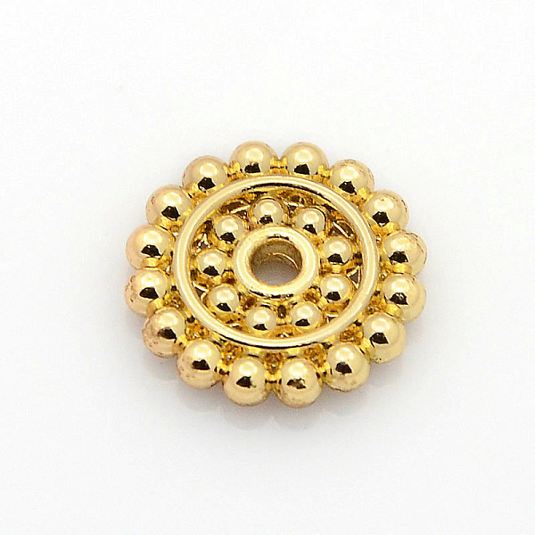 

PandaHall Alloy Daisy Spacer Beads, Long-Lasting Plated, Golden, 13x2mm, Hole: 1.5mm Alloy Flat Round