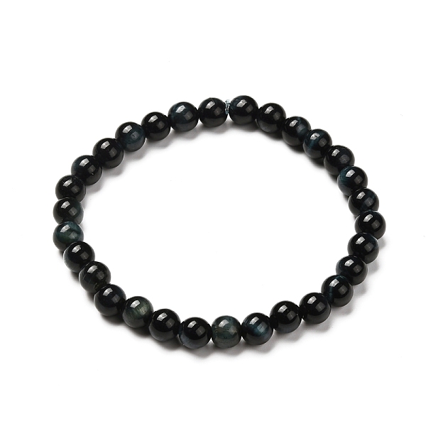 

PandaHall Dyed & Heated Natural Tiger Eye Round Beads Stretch Bracelets, Black, Inner Diameter: 2-1/8 inch(5.4cm) Tiger Eye Black