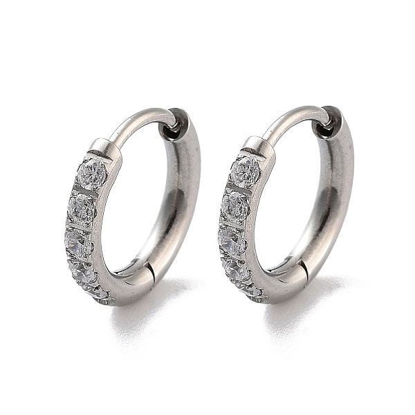 

PandaHall 316 Surgical Stainless Steel Pave Clear Cubic Zirconia Hoop Earrings Women, Stainless Steel Color, 12x2mm 316 Surgical Stainless...
