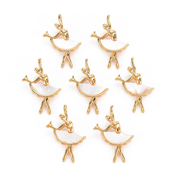 

PandaHall Natural Shell Pendants, with Brass Findings, Long-Lasting Plated, Cadmium Free & Lead Free, Ballet Dancer, Light Gold...