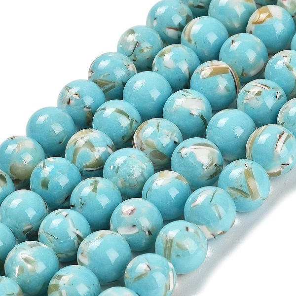 Assemblage de perles en pierre synthétique et en coquillage de troca