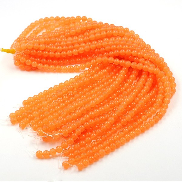 

PandaHall Dyed Natural White Jade Round Bead Strands, Orange, 8mm, Hole: 1mm, about 46pcs/strand, 14.9 inch White Jade Round Orange