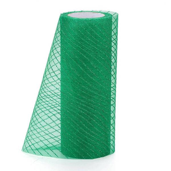 PandaHall Glitter Deco Mesh Ribbons, Tulle Fabric, for Wedding Party Decoration, Skirts Decoration Making, Green, 5.9 inch(15cm)...