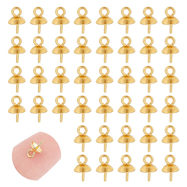

PandaHall Unicraftale 60Pcs Vacuum Plating 304 Stainless Steel Cup Pearl Peg Bails Pin Pendants, For Half Drilled Beads, Golden, 8x5mm, Hole...