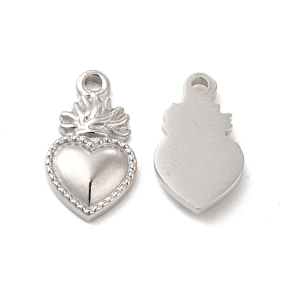 

PandaHall 304 Stainless Steel Charms, Sacred Heart Charm, Stainless Steel Color, 14x8x2mm, Hole: 1mm 304 Stainless Steel Heart