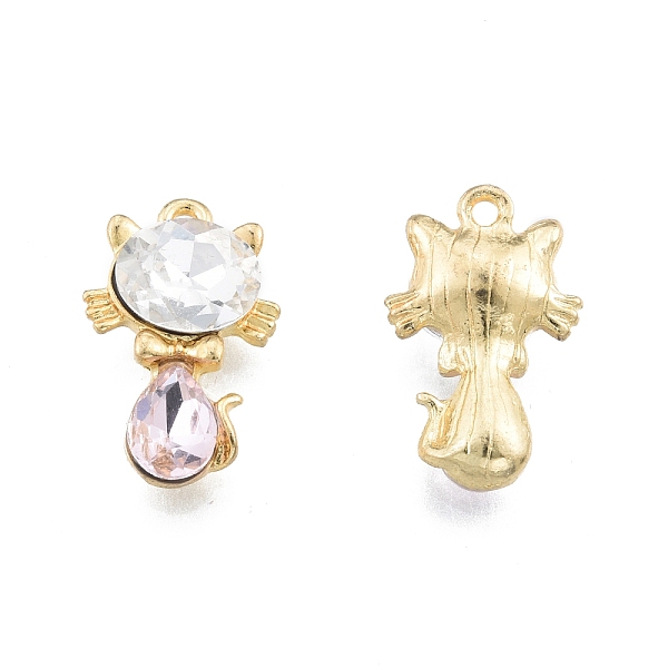 

PandaHall Glass Pendants, with Light Gold Plated Alloy Findings, Cat, Clear, 21.5x13.5x6mm, Hole: 1.6mm Alloy+Glass Cat Shape Clear