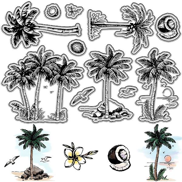 

PandaHall CRASPIRE Tree Clear Stamps Plants Coconut Palm Seagull Bird Reusable Retro Transparent Silicone Stamp Seals for Journaling Card...