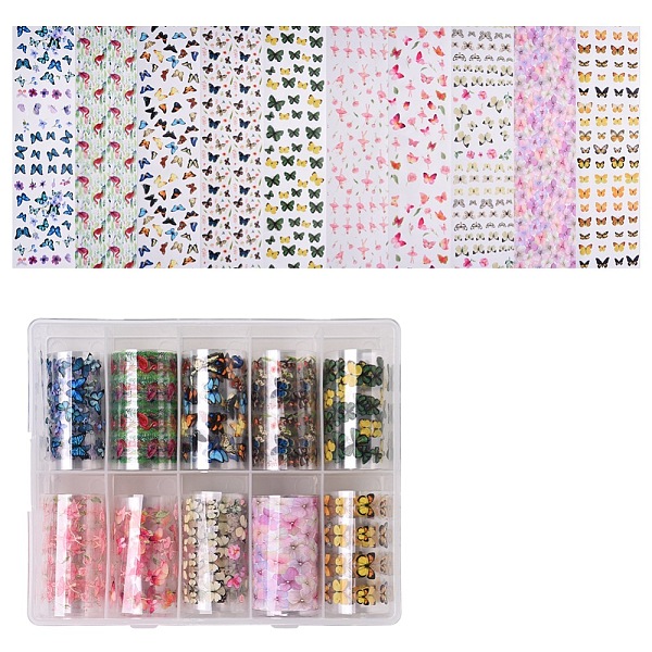 

PandaHall Nail Art Transfer Stickers, Nail Decals, DIY Nail Tips Decoration for Women, Mixed Color, 40mm, anout 1m/roll, 10rolls/box Plastic..., Multicolor