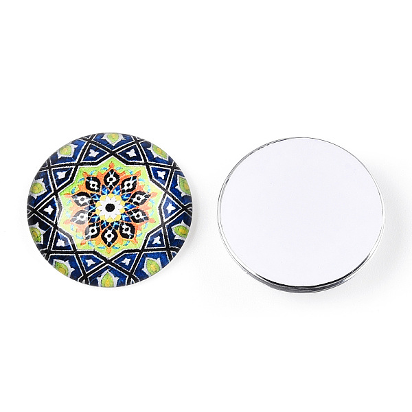 

PandaHall Glass Cabochons, Half Round with Kaleidoscope Pattern, Colorful, 25x7.5mm Glass Half Round Multicolor