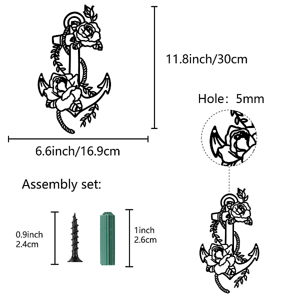 

PandaHall Iron Wall Signs, Metal Art Wall Decoration, for Living Room, Home, Office, Garden, Kitchen, Hotel, Balcony, Anchor Pattern...
