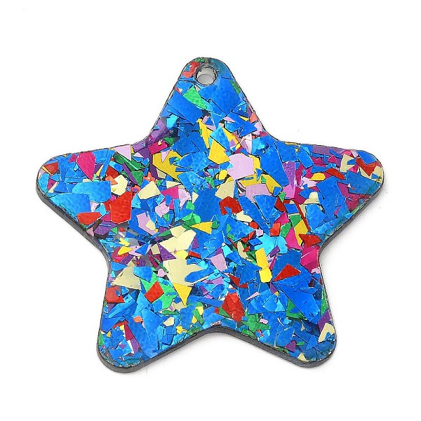 

PandaHall Acrylic Pendants, Star, 37x40x2mm, Hole: 2mm Acrylic Star