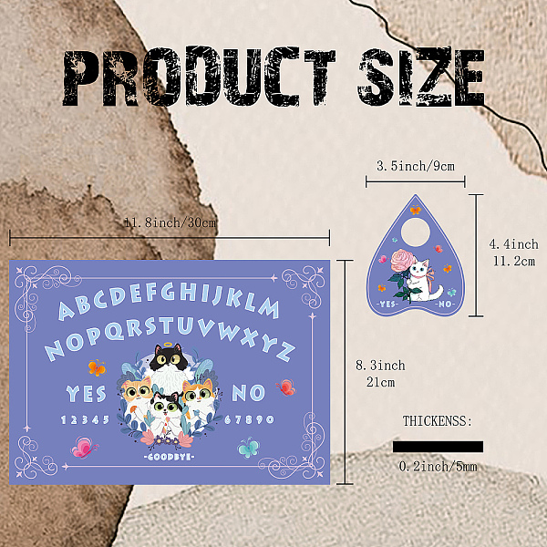 

PandaHall CREATCABIN Cat Pendulum Dowsing Divination Board Kittens Wooded Spirit Talking Board Purple Rectangle Metaphysical Message Board..., Black