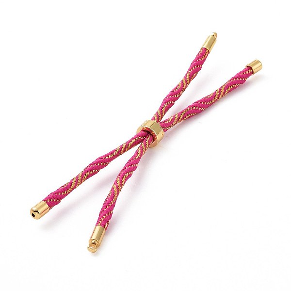 

PandaHall Nylon Cord Silder Bracelets, for Connector Charm Bracelet Making, with Rack Plating Golden Brass Findings, Long-Lasting Plated..., Pink