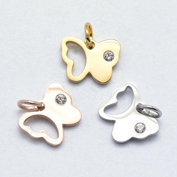 

PandaHall 316 Surgical Stainless Steel Pendants, with Cubic Zirconia, Butterfly, Clear, Mixed Color, 9x11x2mm, Hole: 3mm Stainless...