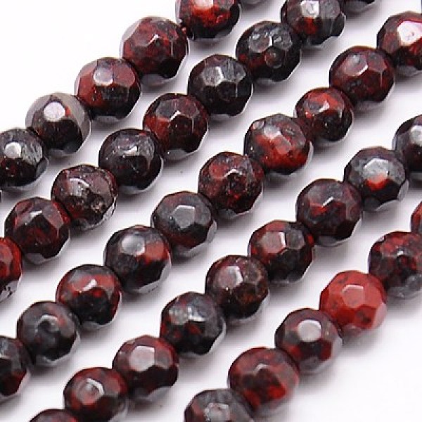 

PandaHall Natural Bloodstone Beads Strands, Heliotrope Stone Beads, Faceted, Round, 4mm, Hole: 1mm, about 90pcs/strand, 15.35 inch..., Red
