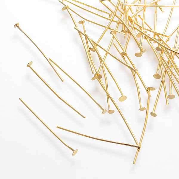 

PandaHall Jewelry Findings, Cadmium Free & Lead Free, Iron Flat Head Pins, Golden, 30x0.75~0.8mm, about 6600~6700pcs/1000g Iron