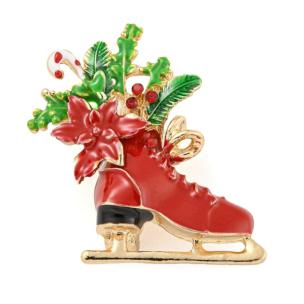 

PandaHall Christmas Theme Golden Zinc Alloy with Rhinestone Brooches, Enamel Pins, Shoes, 34x32x6~6.5mm Alloy+Enamel Shoes